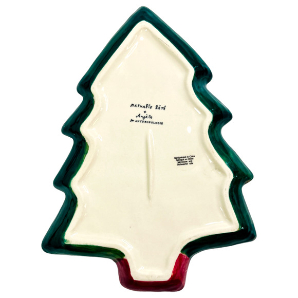 Anthropologie Nathalie Lete Plate Christmas Tree Shaped Dessert Side Candy 9" - Picture 7 of 9